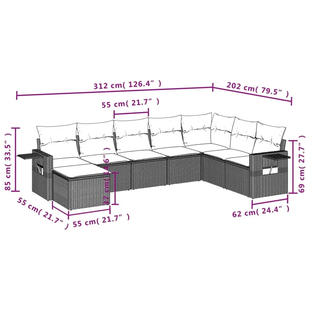 Garden Sofa Set 8 Piece Outdoor Furniture Patio Lounge Black Poly Rattan Modular