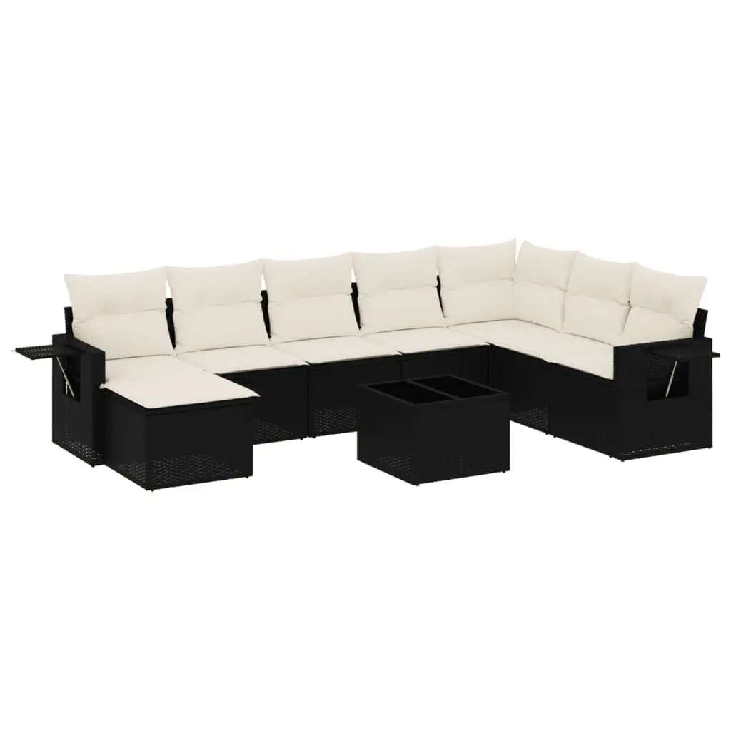 Garden Sofa Set 9 Piece Outdoor Furniture Patio Lounge Black Modular