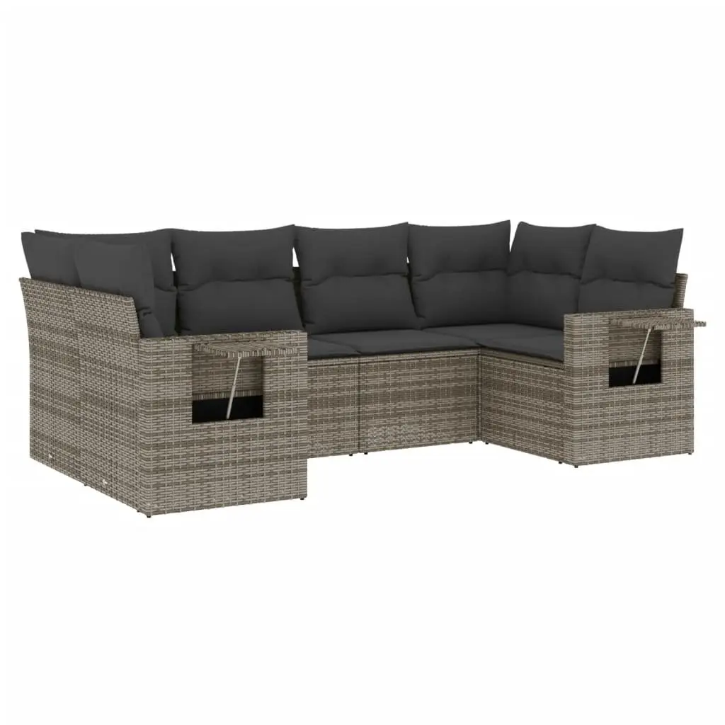 Garden Sofa Set Outdoor Seating 6 Piece Grey Poly Rattan