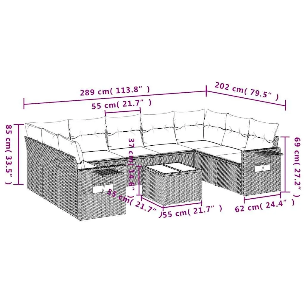 10 Piece Garden Sofa Set