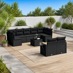 Affordable Comfort: 10 Piece Black Garden Sofa Set