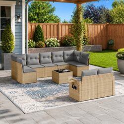 Comfortable 10-Piece Outdoor Modular Rattan Sofa Set