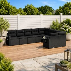 9-Piece Black Outdoor Sofa Set - Comfort Meets Durability