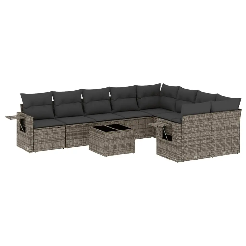 Garden Sofa Set 10 Piece Outdoor Furniture Modular Grey Patio Seating Cushions