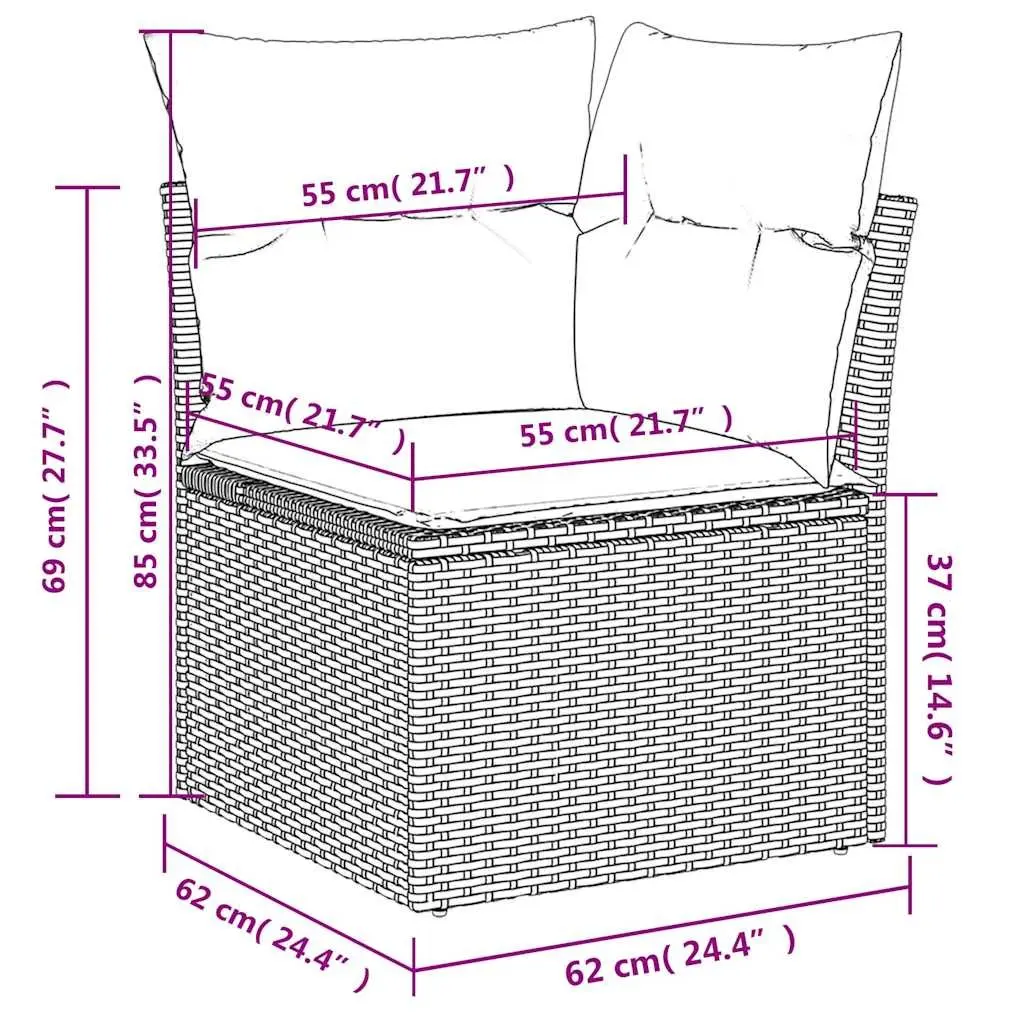 Garden Sofa Set Outdoor Furniture 10 Piece Modular Black Poly Rattan