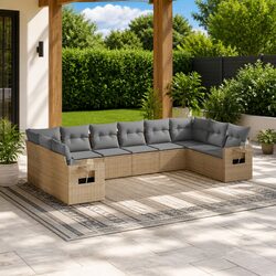 Outdoor Garden Sofa Set 10 Piece Modular Patio Furniture with Cushions Beige