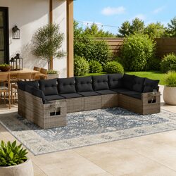 Affordable Luxury: 10-Piece Grey Garden Sofa Set with Cushions