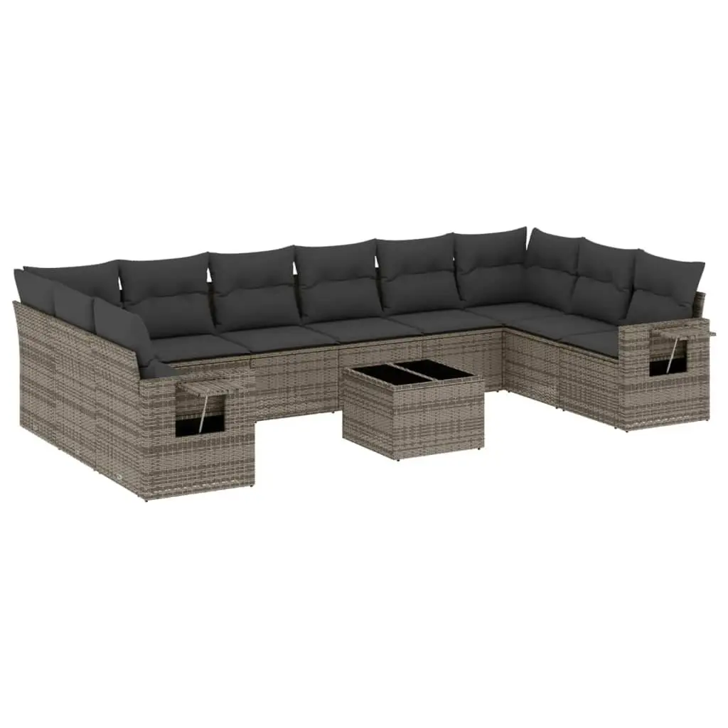 Garden Sofa Set 11 Piece Outdoor Furniture Modular Patio Lounge Grey PE Rattan