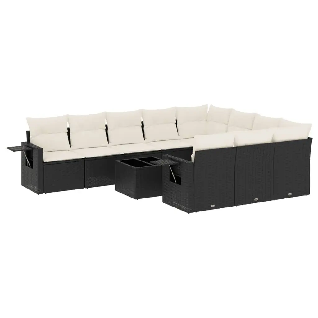 Garden Sofa Set Modular Outdoor Patio Furniture 11 Piece Black Poly Rattan