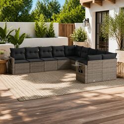 Comfortable 10 Piece Grey Outdoor Furniture Sofa Set