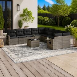 Comfortable 11 Piece Grey Garden Sofa Set for Relaxation