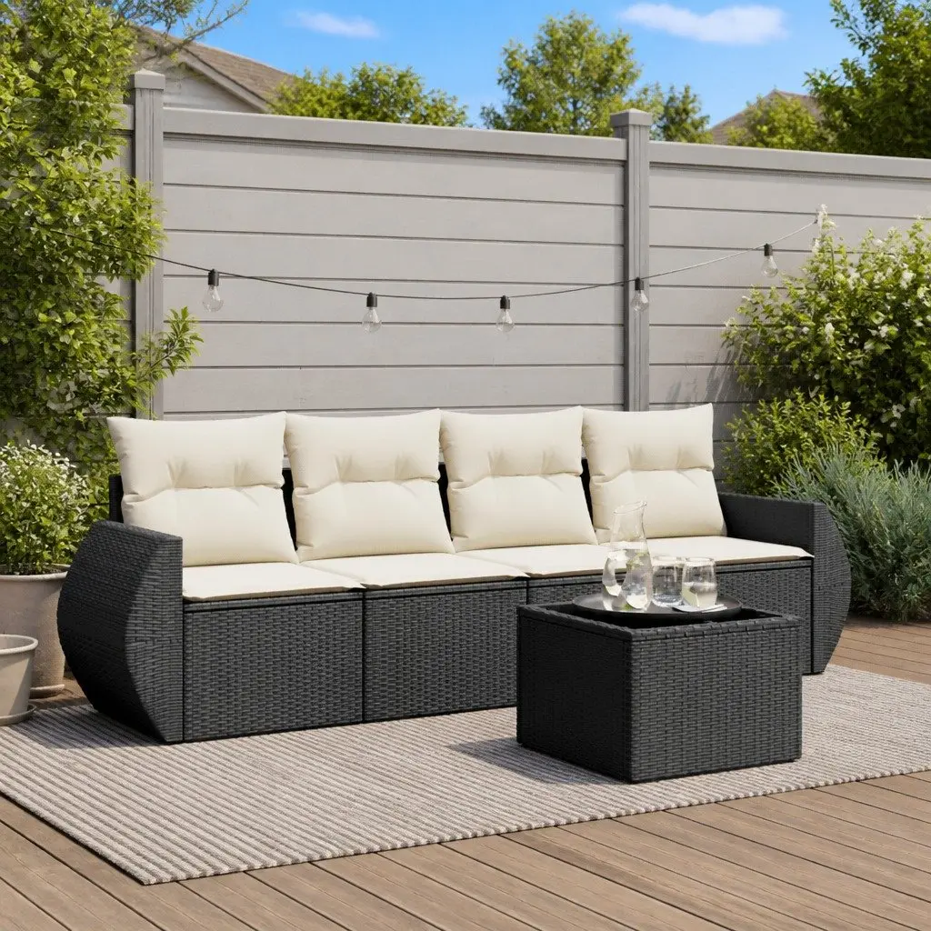 Garden Sofa Set Outdoor Furniture 5 Piece Modular Black