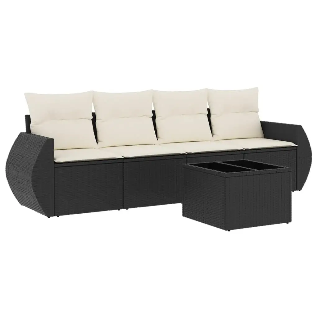 Garden Sofa Set Outdoor Furniture 5 Piece Modular Black