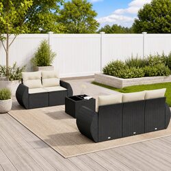 Reliable Black Garden Sofa Set with Comfortable Cushions