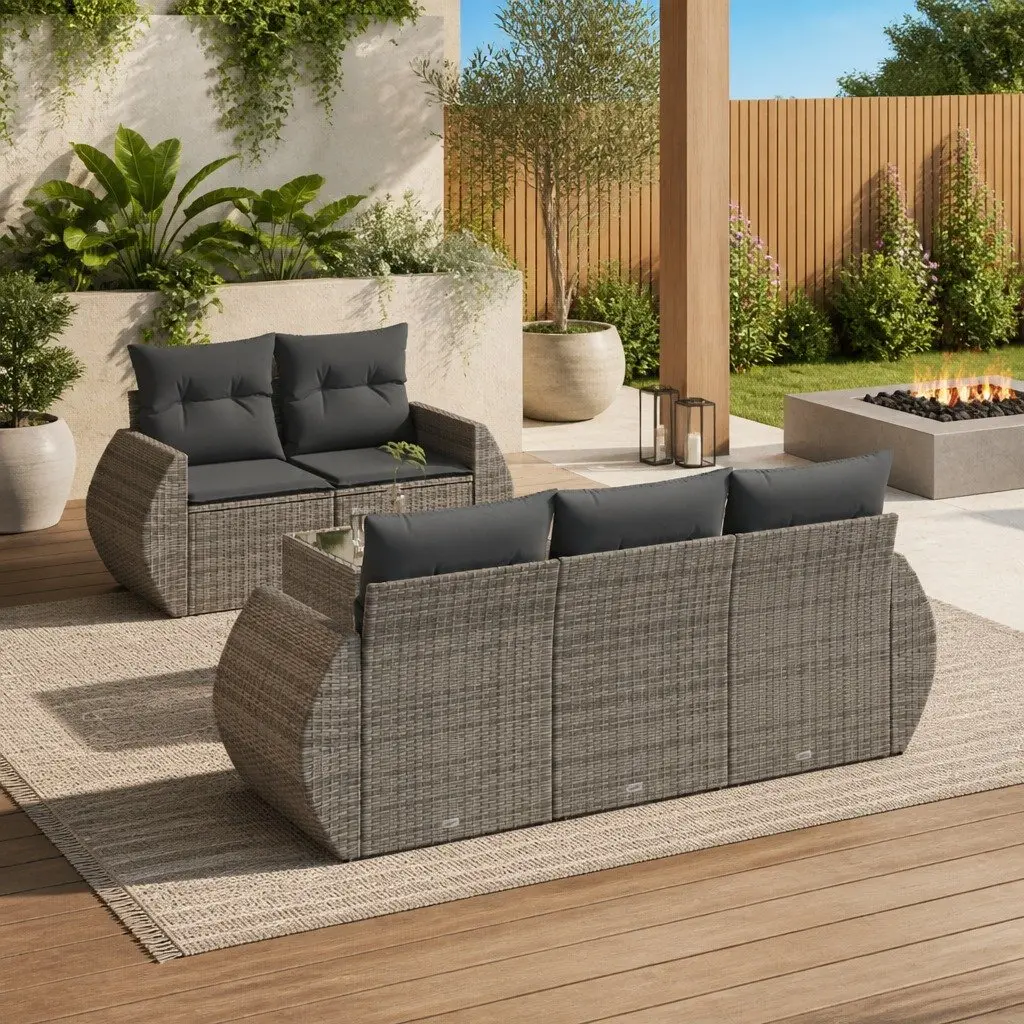 Garden Sofa Set Outdoor Furniture 6 Piece Modular Grey Cushions Table