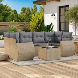 Comfortable 7 Piece Garden Sofa Set with Removable Cushions