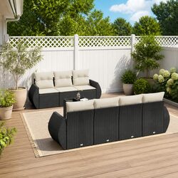 Reliable 8 Piece Garden Sofa Set with Cushions
