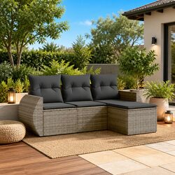 4-Piece Garden Sofa Set with Cushions - Quality Grey Design