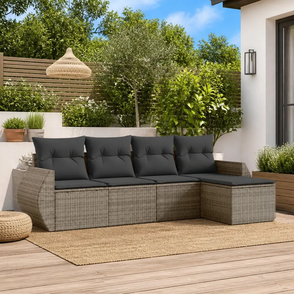 Garden Sofa Set 5 Piece Grey Outdoor Furniture Patio Seating with Cushions
