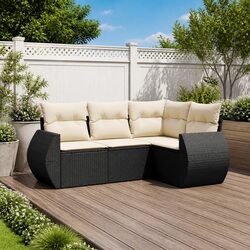 Comfortable 4 Piece Black Outdoor Sofa Set