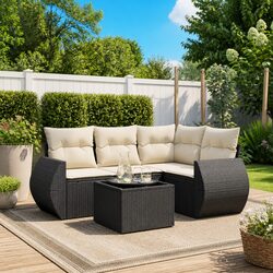 Comfortable and Practical Black 5-Piece Outdoor Sofa Set
