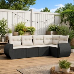 5 Piece Comfortable Black Sofa Set for Gardens