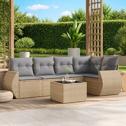 Comfortable 6 Piece Garden Sofa Set with Removable Cushions