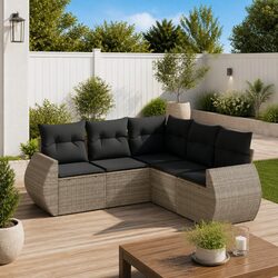 Value and Comfort in a 5 Piece Garden Sofa Set with Grey Cushions