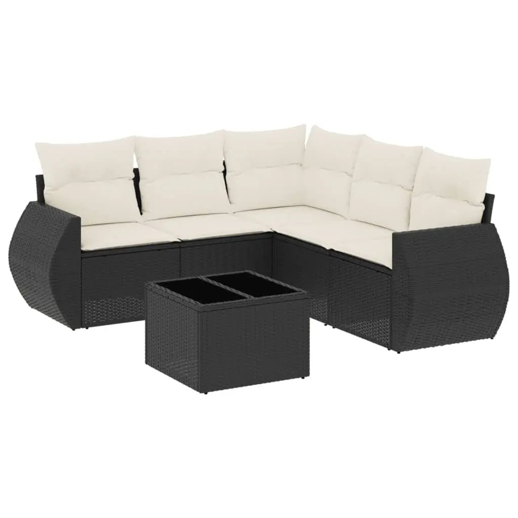 Garden Sofa Set 6 Piece Outdoor Furniture Patio Seating Black Rattan