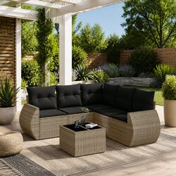 Comfortable and Practical 6 Piece Grey Garden Sofa Set