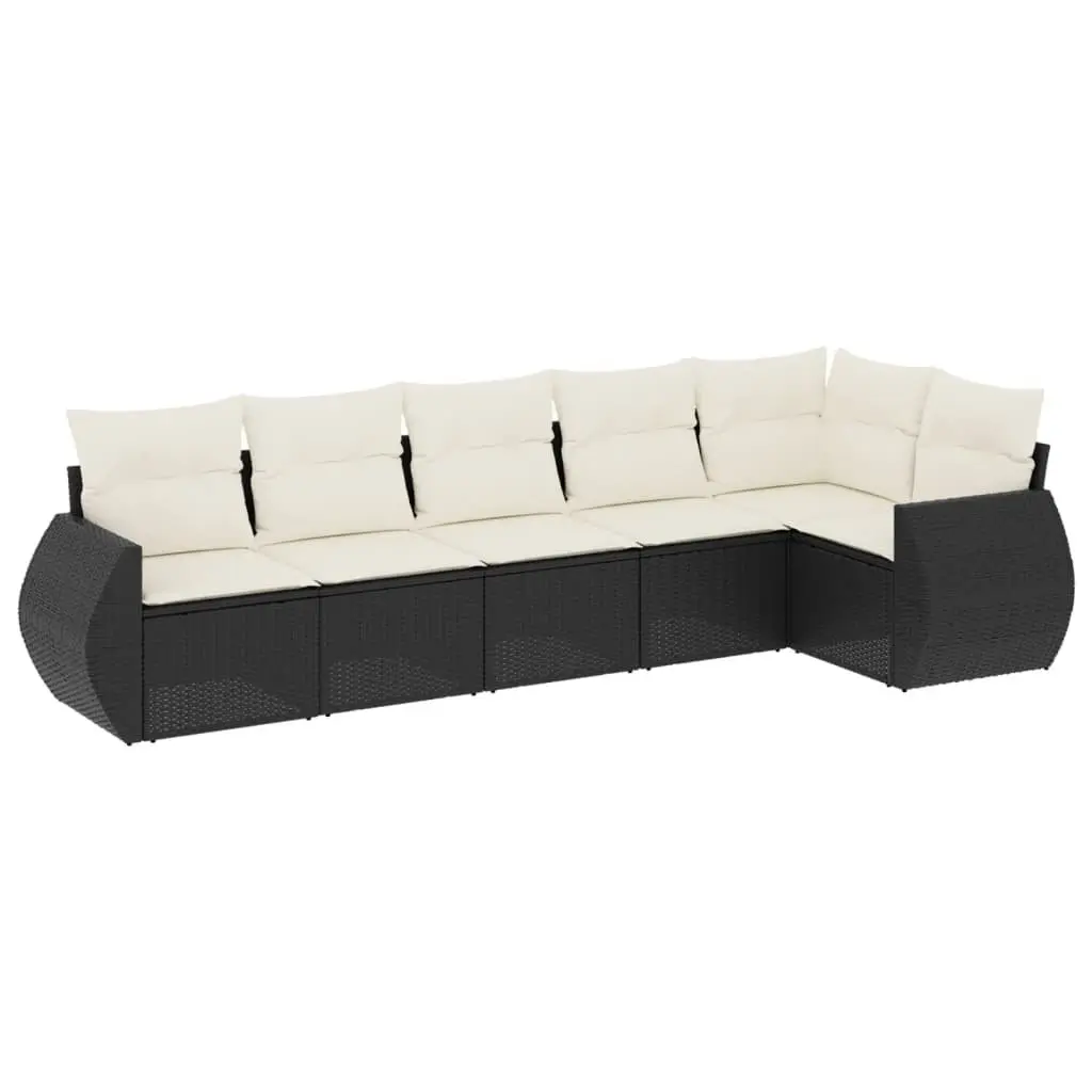 Garden Sofa Set 6 Piece Outdoor Furniture Patio Lounge Black Poly Rattan