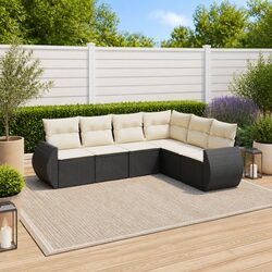 Cozy 6-Piece Outdoor Sofa Set in Stylish Black Rattan