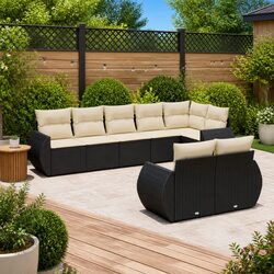 Comfortable and Durable 8 Piece Outdoor Sofa Set in Black