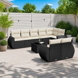 Warm 9-Piece Black Outdoor Sofa Set for Relaxation