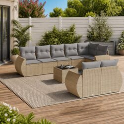Comfortable 9 Piece Outdoor Sofa Set in Beige