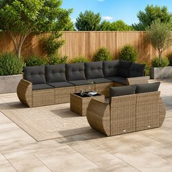Comfortable and Reliable 9 Piece Grey Outdoor Sofa Set