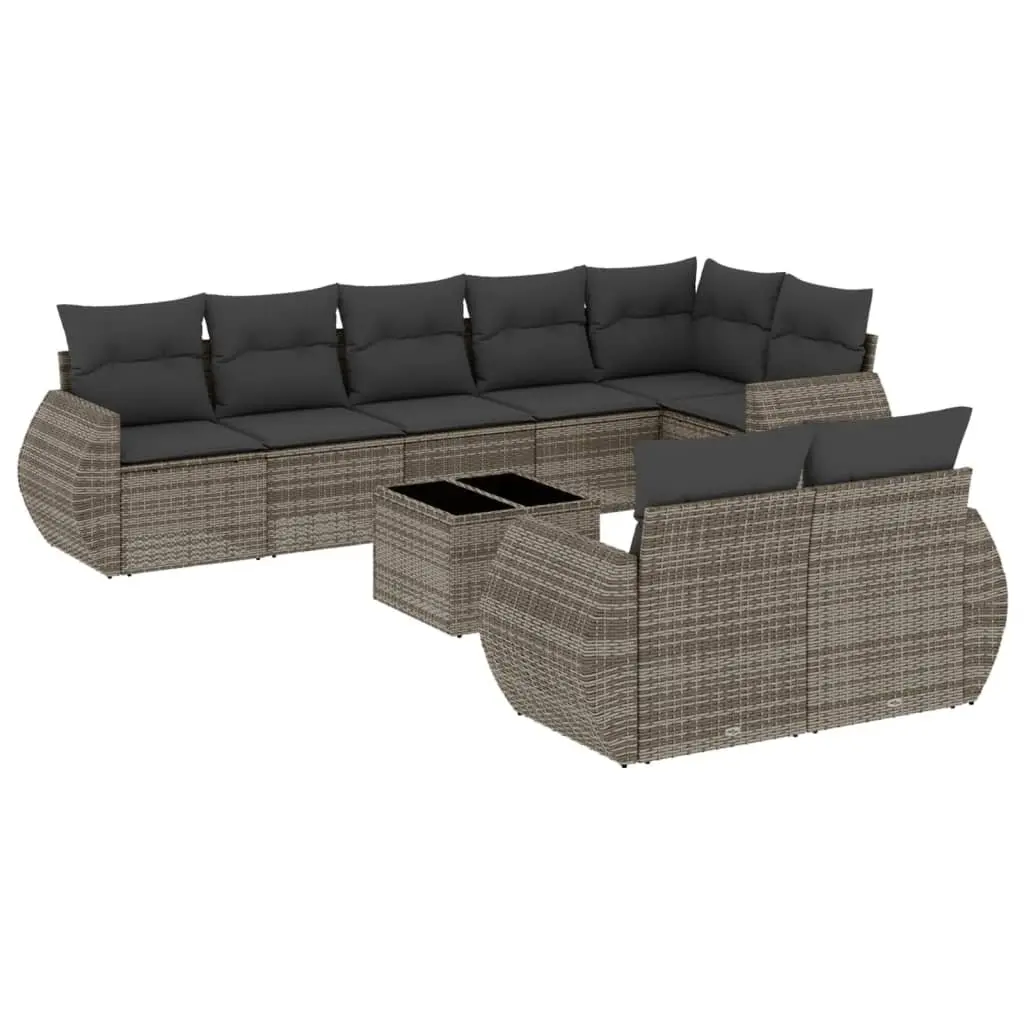 9 Piece Grey Outdoor Sofa Set