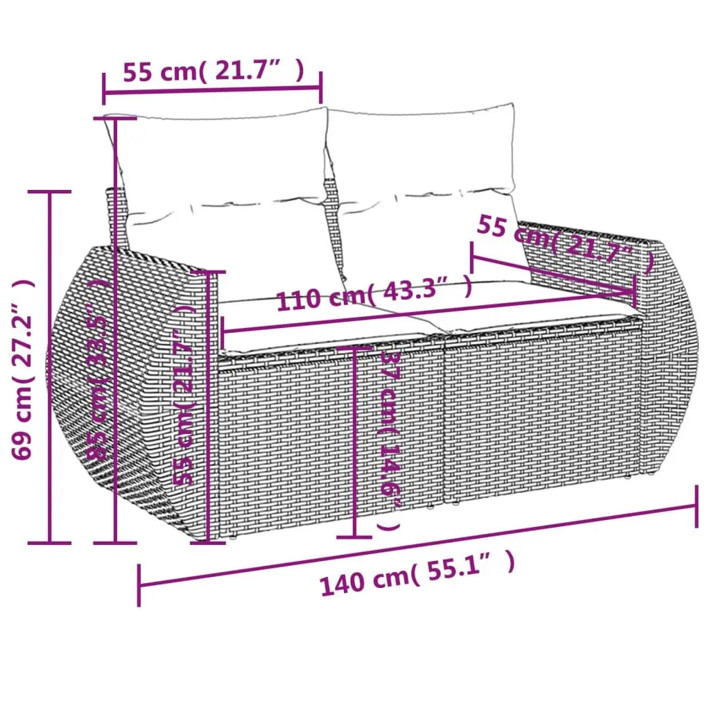 9 Piece Grey Outdoor Sofa Set