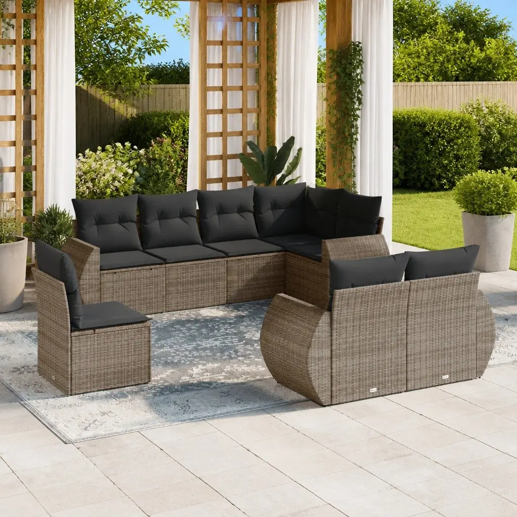 Outdoor Sectional Sofa Set Modular Garden Furniture 8 Piece Grey