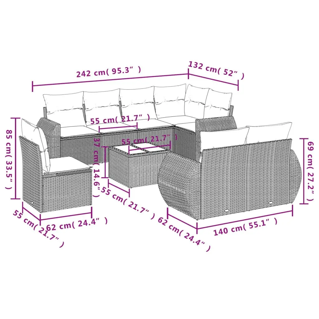 9-Piece Outdoor Sofa Set
