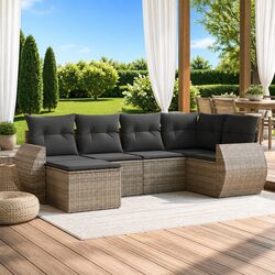 Outdoor Sectional Sofa Set 6 Piece Garden Furniture Grey Modular Patio Seating