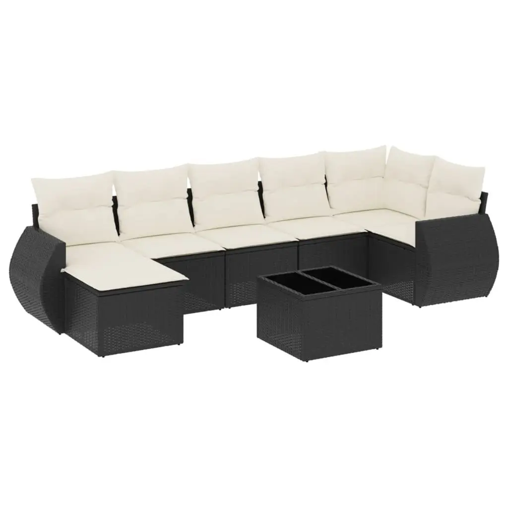 Black 8-Piece Outdoor Sofa Set with Washable Covers
