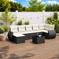 Comfortable and Durable 7-Piece Black Garden Sofa Set