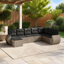 Comfortable 8 Piece Grey Outdoor Sectional Sofa Set