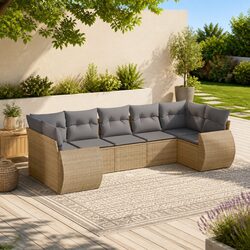 Comfortable 7 Piece Outdoor Sofa Set with Cushions
