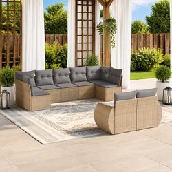 Comfort and Value in This 9-Piece Beige Sectional Sofa Set