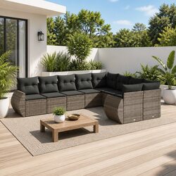 Comfortable and Durable 9-Piece Grey Outdoor Sofa Set