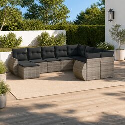 Comfortable Grey 10-Piece Sectional Sofa Set for Outdoors