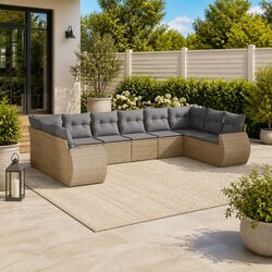 Comfortable 10 Piece Outdoor Sectional Sofa Set in Beige
