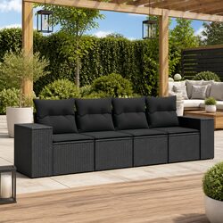 Reliable 4 Piece Outdoor Sectional Sofa Set in Black with Cushions